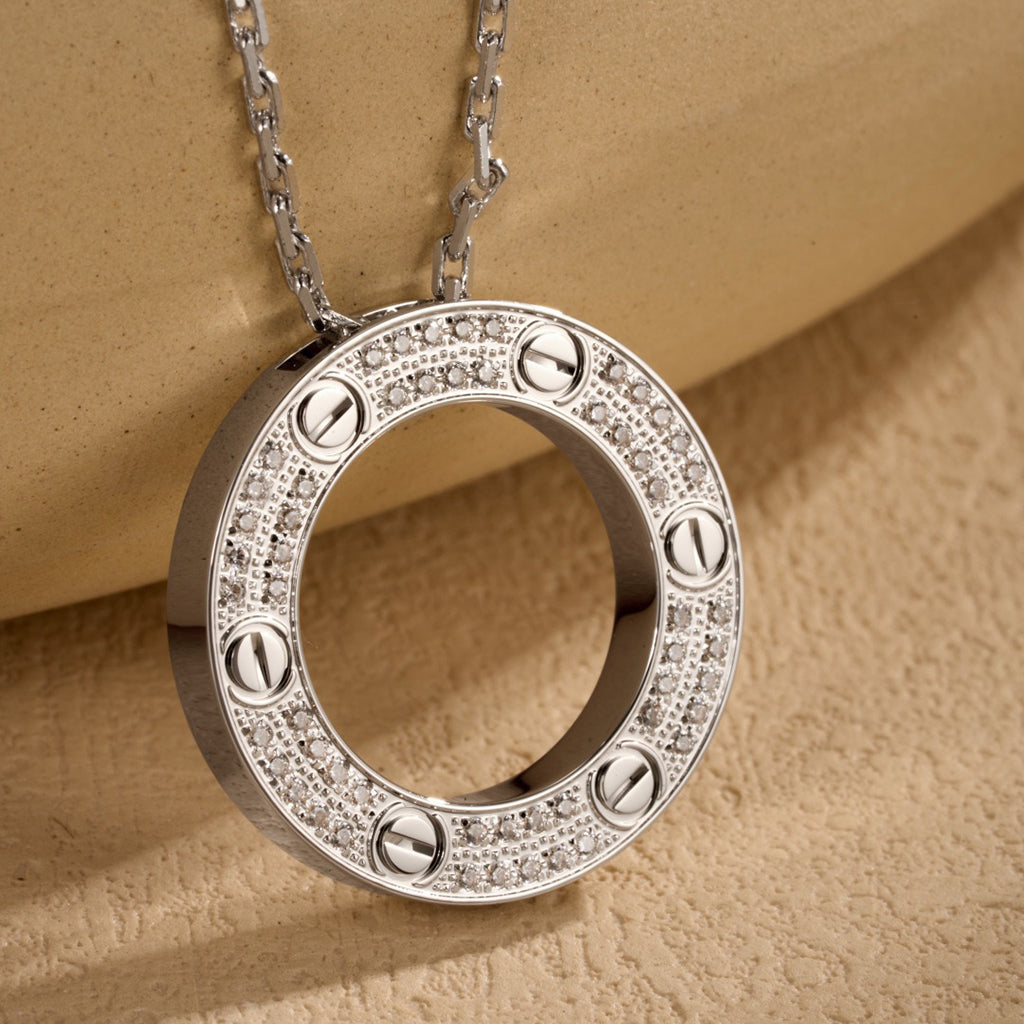 [Okajuri Jewelry] LOVE NECKLACE 16MM  FULL DIAMOND