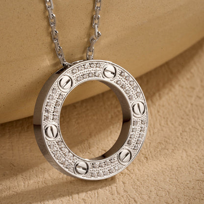 [Okajuri Jewelry] LOVE NECKLACE 16MM  FULL DIAMOND