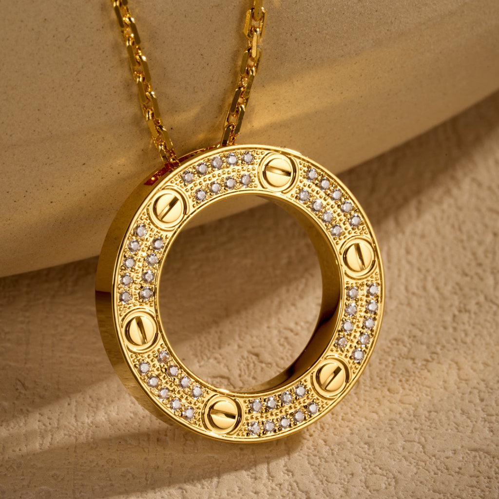 [Okajuri Jewelry] LOVE NECKLACE 16MM  FULL DIAMOND