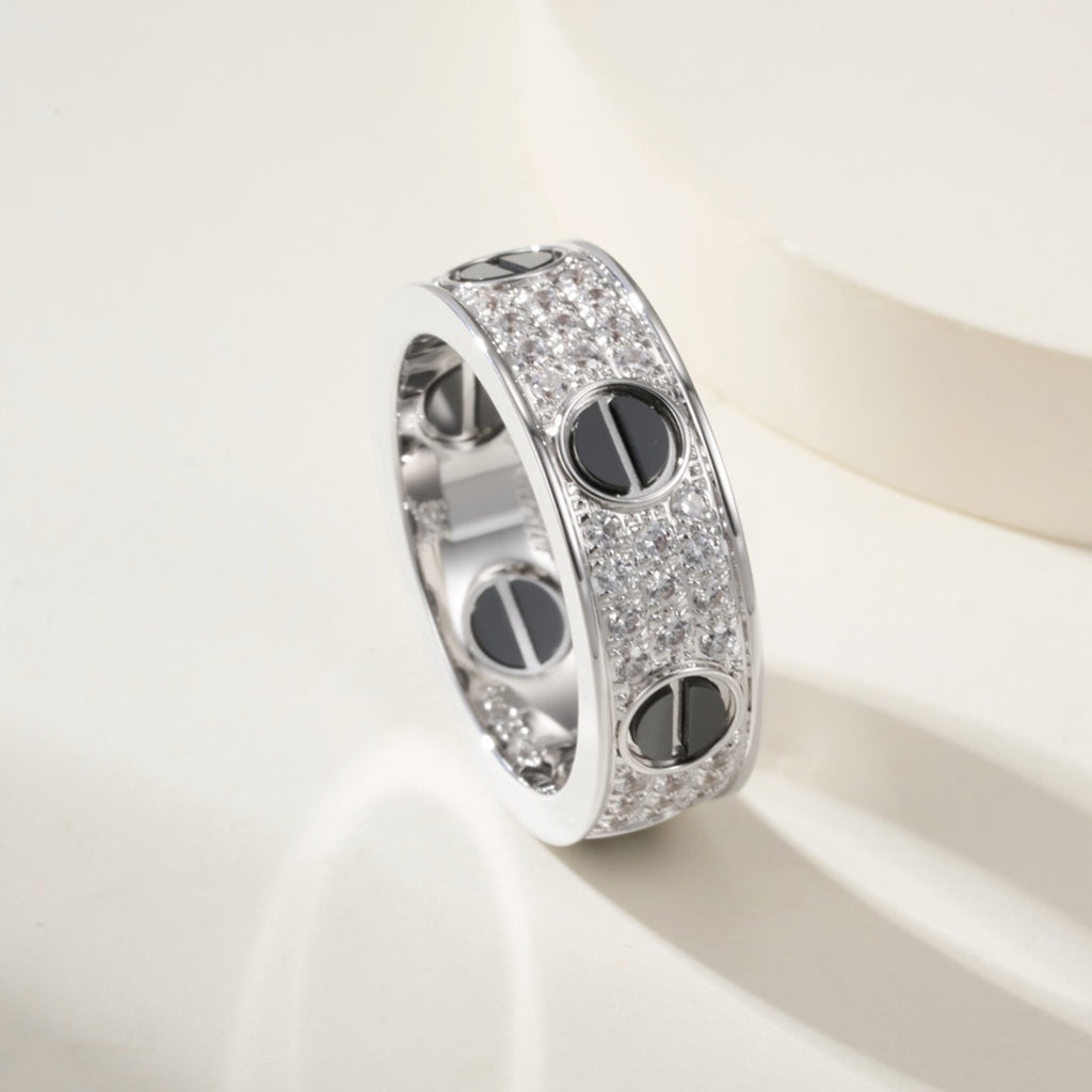 [Okajuri Jewelry] LOVE RING 5.5MM DIAMONDS PAVED CERAMIC