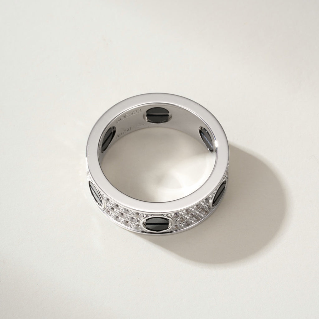 [Okajuri Jewelry] LOVE RING 5.5MM DIAMONDS PAVED CERAMIC