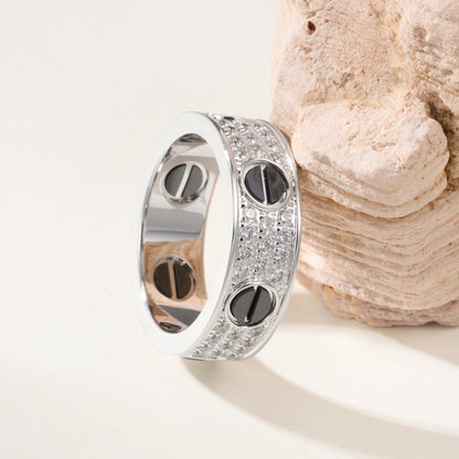 [Okajuri Jewelry] LOVE RING 5.5MM DIAMONDS PAVED CERAMIC