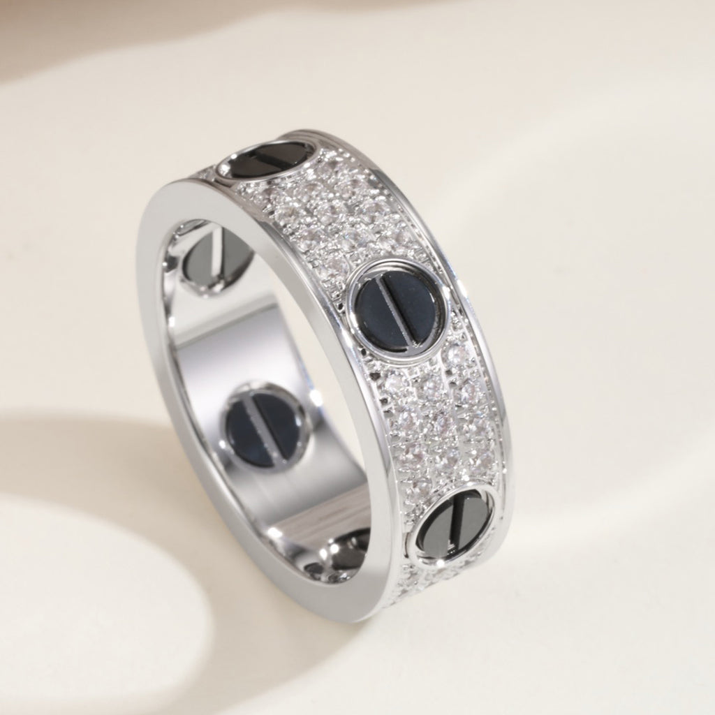 [Okajuri Jewelry] LOVE RING 5.5MM DIAMONDS PAVED CERAMIC