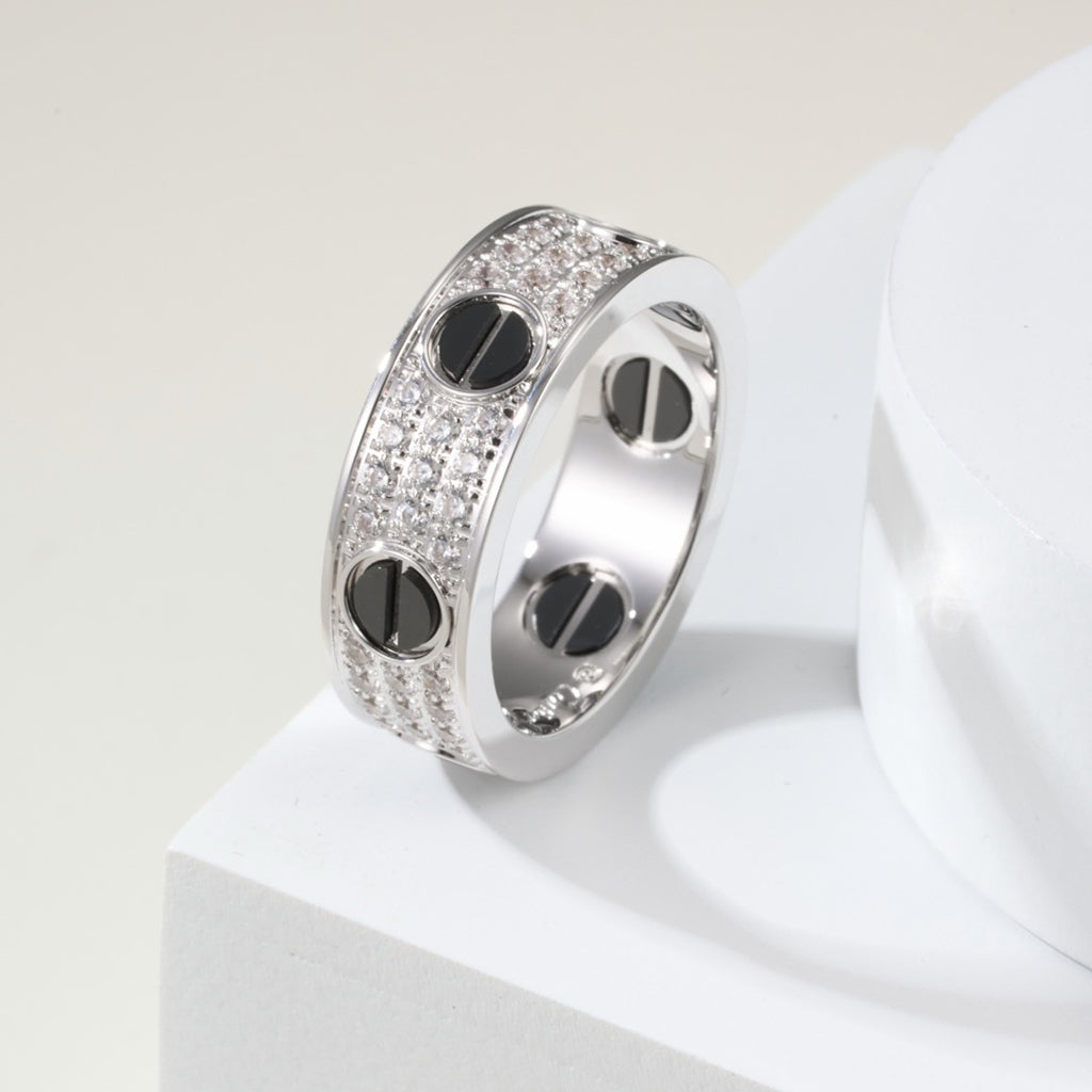 [Okajuri Jewelry] LOVE RING 5.5MM DIAMONDS PAVED CERAMIC