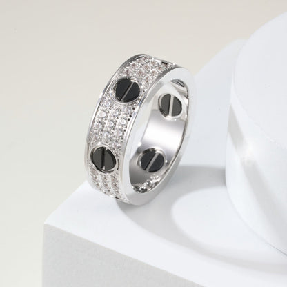 [Okajuri Jewelry] LOVE RING 5.5MM DIAMONDS PAVED CERAMIC