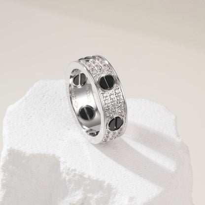 [Okajuri Jewelry] LOVE RING 5.5MM DIAMONDS PAVED CERAMIC