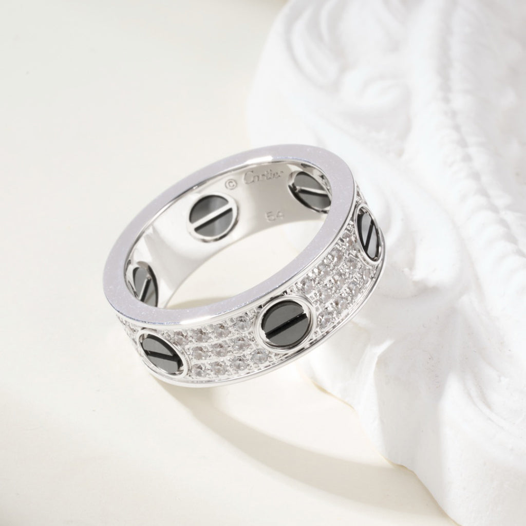[Okajuri Jewelry] LOVE RING 5.5MM DIAMONDS PAVED CERAMIC