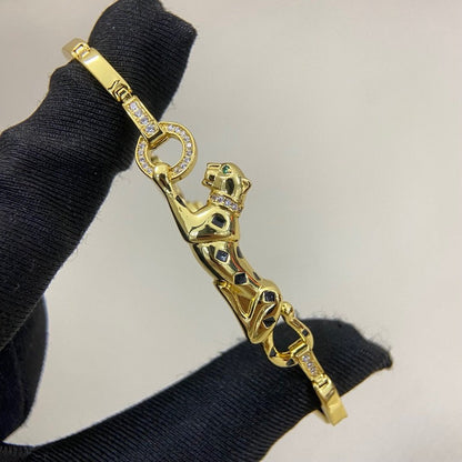 [Okajuri Jewelry] PANTHERE HALF DIAMOND ON CHAIN BRACELET