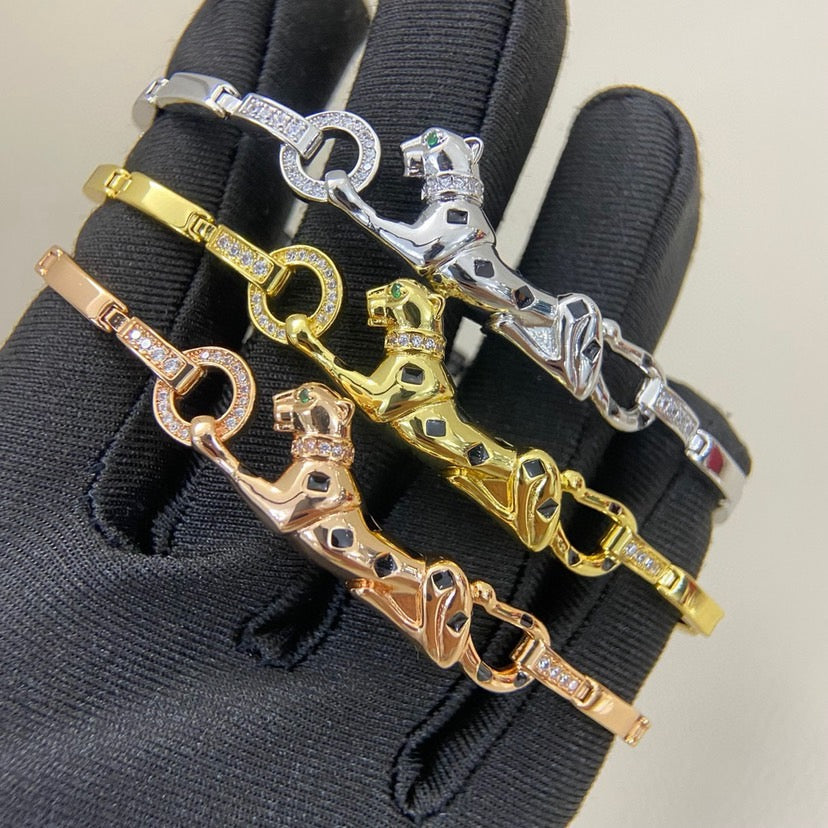 [Okajuri Jewelry] PANTHERE HALF DIAMOND ON CHAIN BRACELET