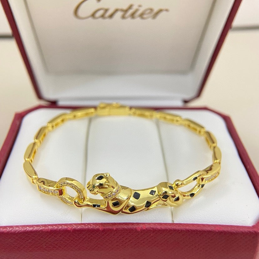 [Okajuri Jewelry] PANTHERE HALF DIAMOND ON CHAIN BRACELET