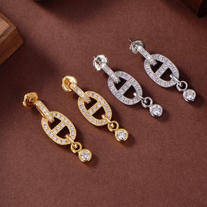[Okajuri Jewelry]HM CHAINE DIAMOND EARRINGS