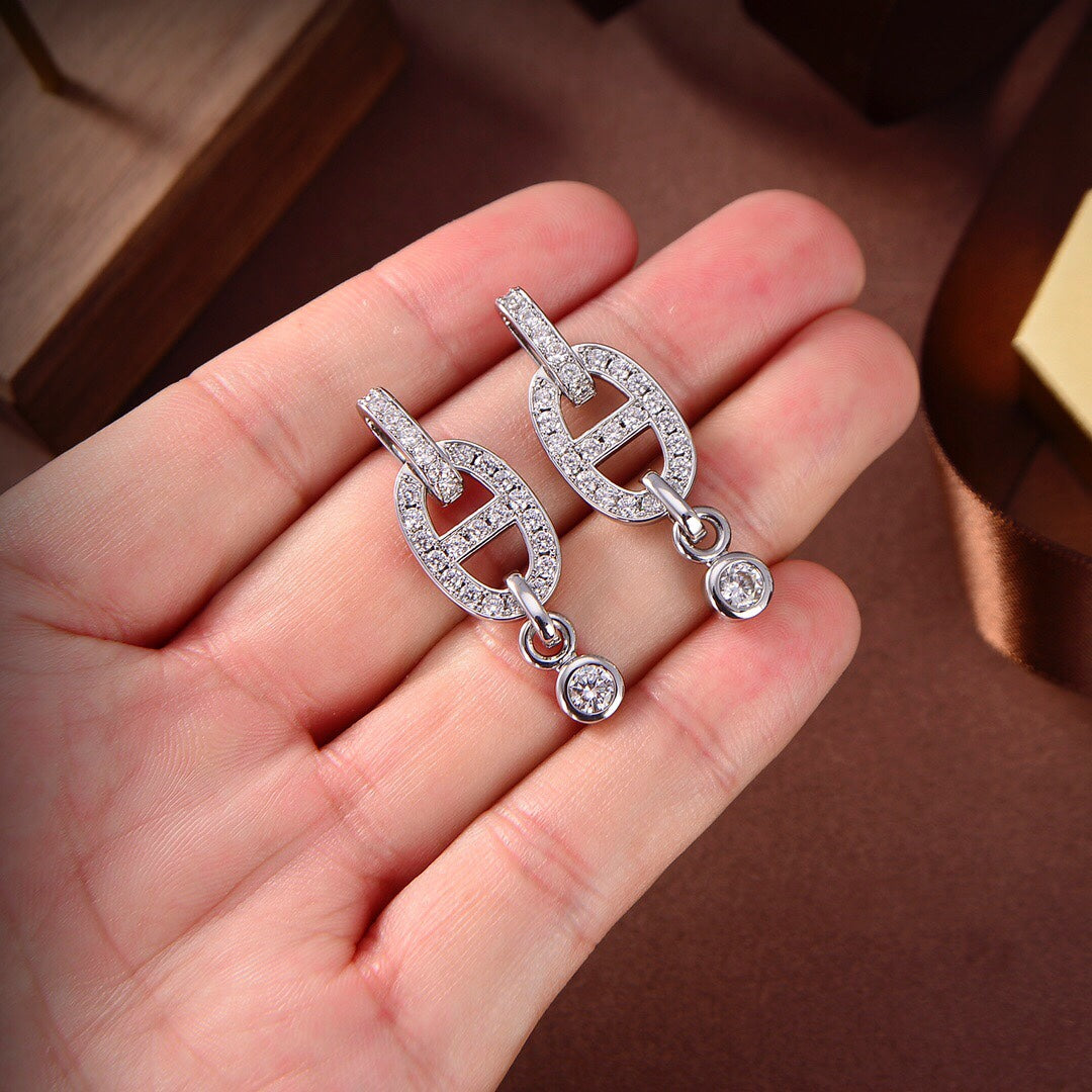 [Okajuri Jewelry]HM CHAINE DIAMOND EARRINGS