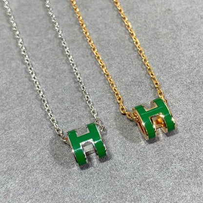 [Okajuri Jewelry]POP H GREEN NECKLACE SILVER AND GOLD