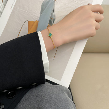 [Okajuri Jewelry]CLOVER BRACELET MALACHITE 1 MOTIF