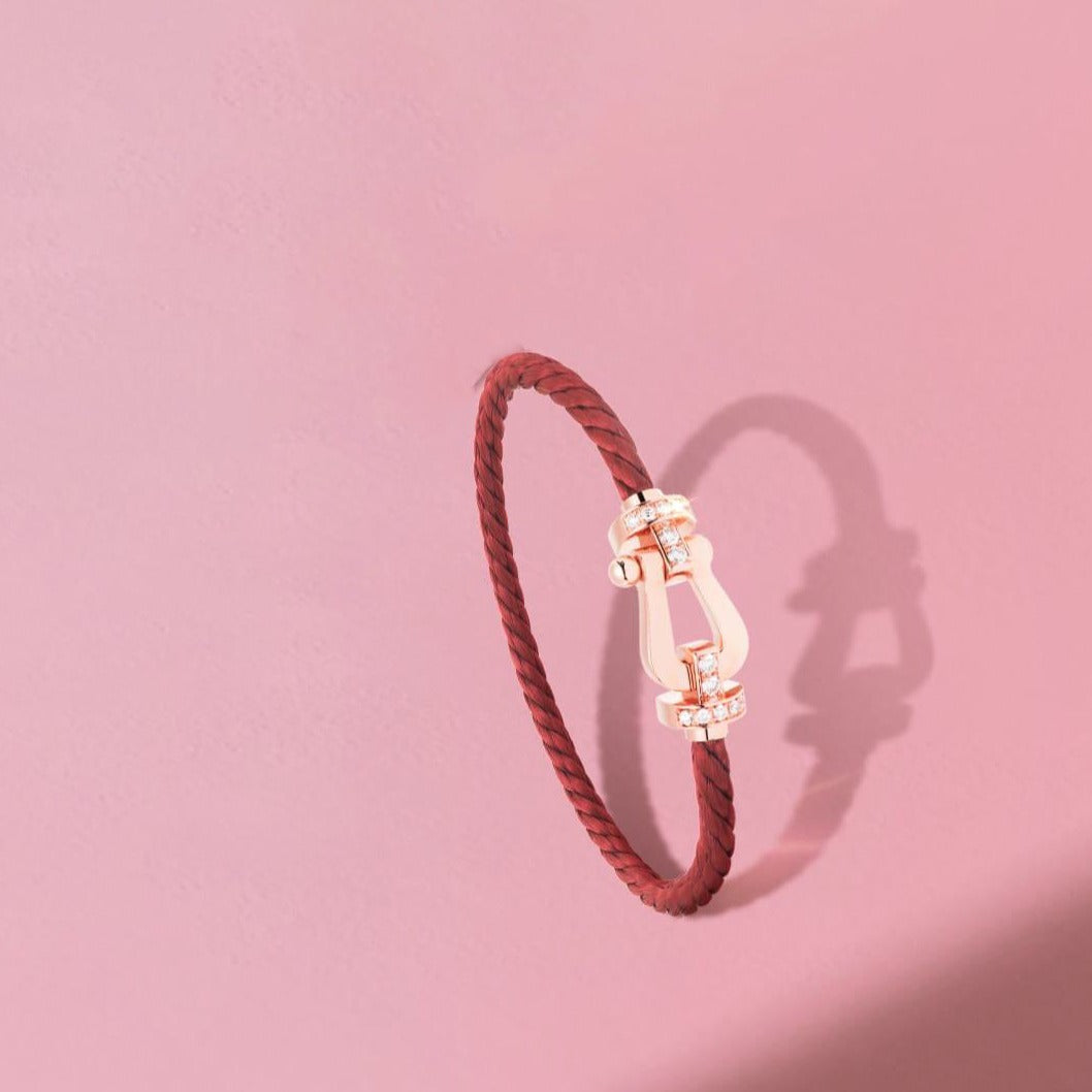 [Okajuri Jewelry]FORCE 10 HALF DIAMOND PINK GOLD RED CORDERI LARGE AND MEDIUM MODEL