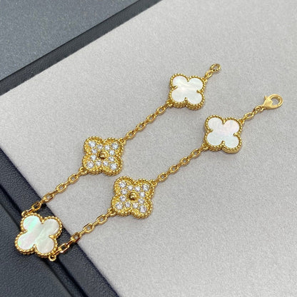 [Okajuri Jewelry]CLOVER BRACELET 5 MOTIF WHITE MOP DIAMOND