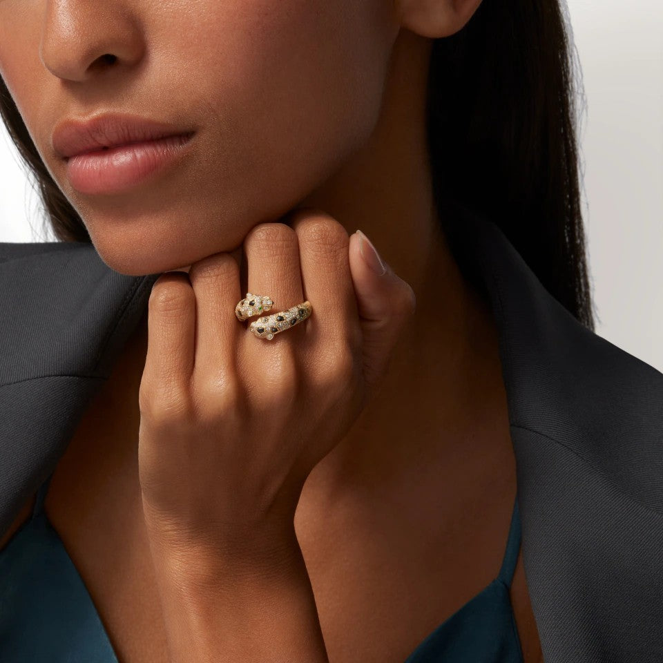 [Okajuri Jewelry] PANTHERE DOUBLE HEADED FULL DIAMOND  RING