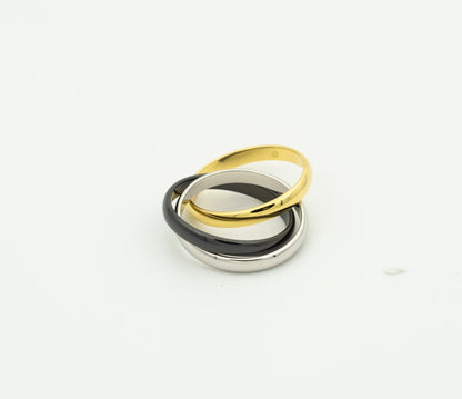 [Okajuri Jewelry]TRINITY RING BLACK GOLD SILVER