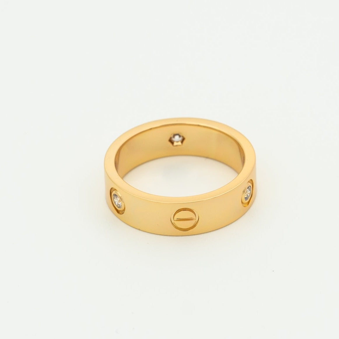 [Okajuri Jewelry]LOVE RING 5.5MM 3 DIAMONDS PINK GOLD