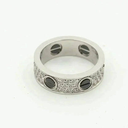 [Okajuri Jewelry]LOVE RING 5.5MM DIAMONDS PAVED CERAMIC