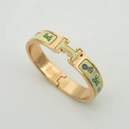 [Okajuri Jewelry]H PINK GOLD BRACELET CREAM CERAMIC