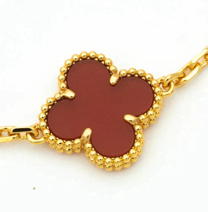 [Okajuri Jewelry]CLOVER 5 MOTIFS CARNELIAN DIAMOND BRACELET