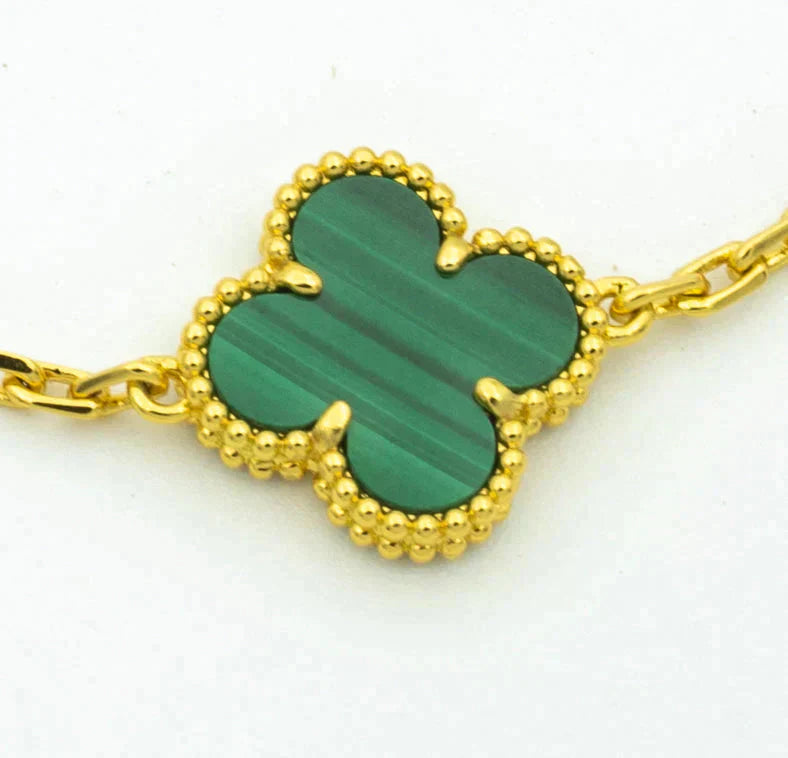 [Okajuri Jewelry] CLOVER 5 MOTIF MALACHITE BRACELET COLLECTION