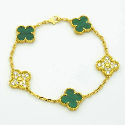[Okajuri Jewelry]  CLOVER 5 MOTIF MALACHITE BRACELET COLLECTION