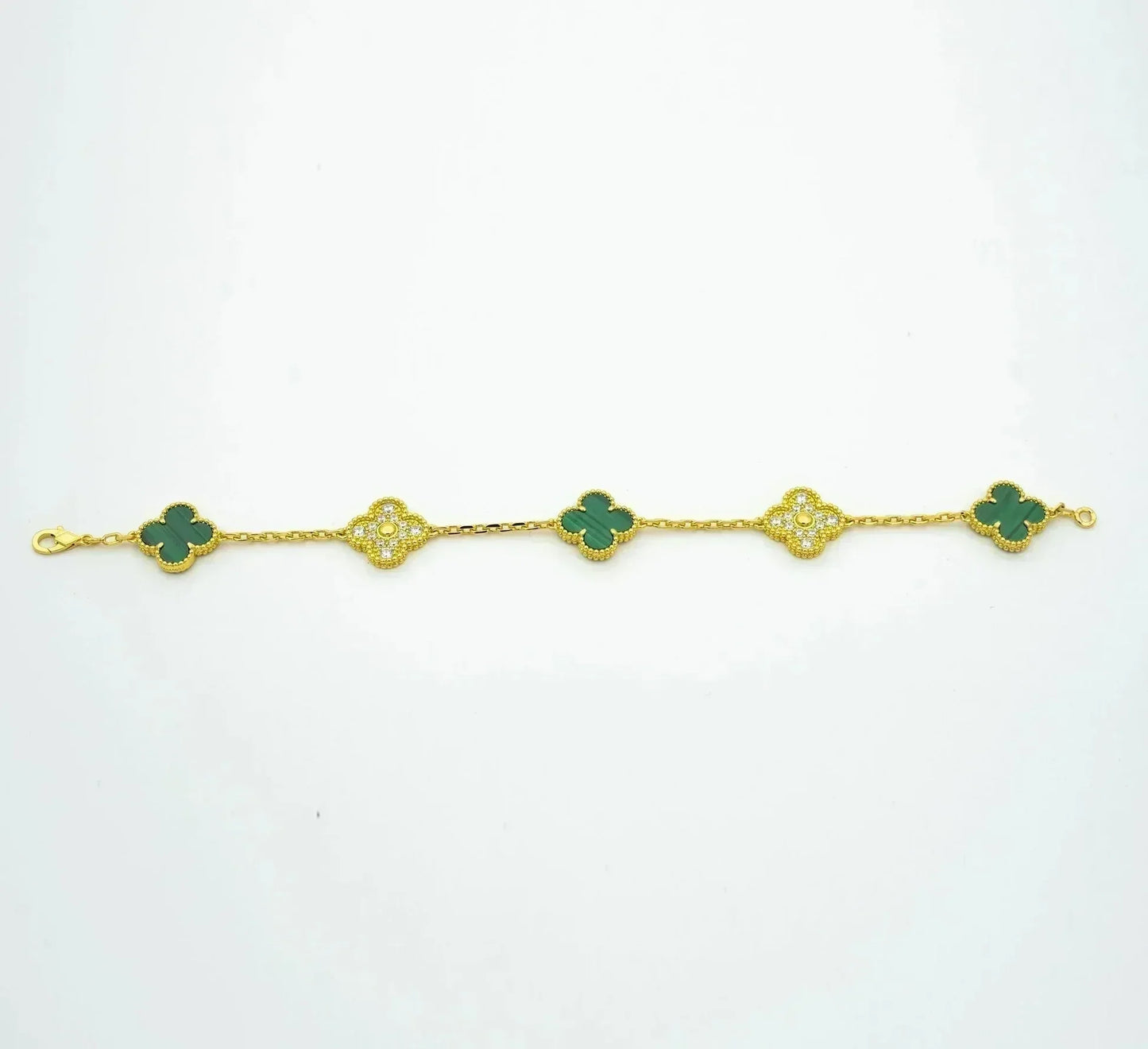 [Okajuri Jewelry]  CLOVER 5 MOTIF MALACHITE BRACELET COLLECTION