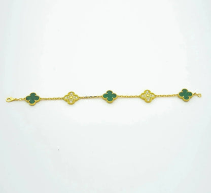 [Okajuri Jewelry]  CLOVER 5 MOTIF MALACHITE BRACELET COLLECTION