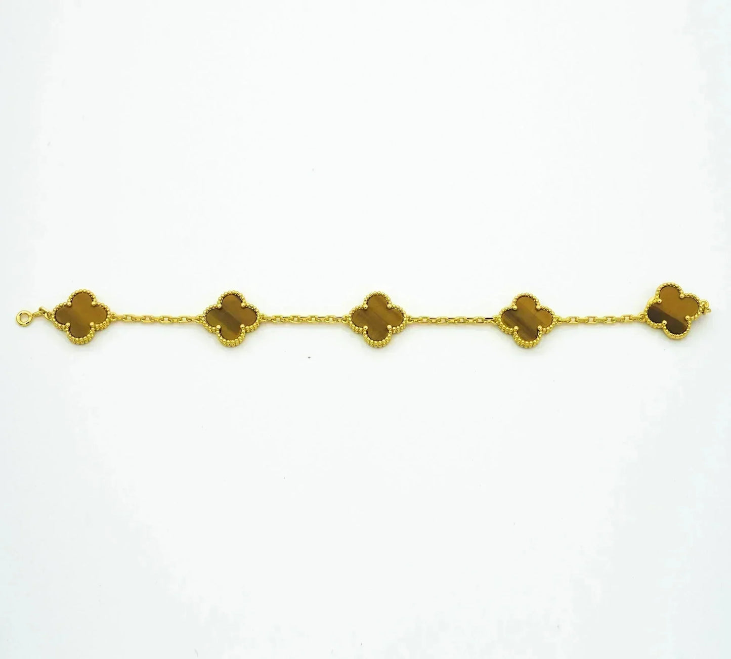 [Okajuri Jewelry]CLOVER  5 MOTIFS TIGER EYE BRACELET