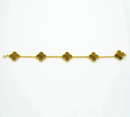 [Okajuri Jewelry] CLOVER 5 MOTIFS TIGER EYE BRACELET COLLECTION