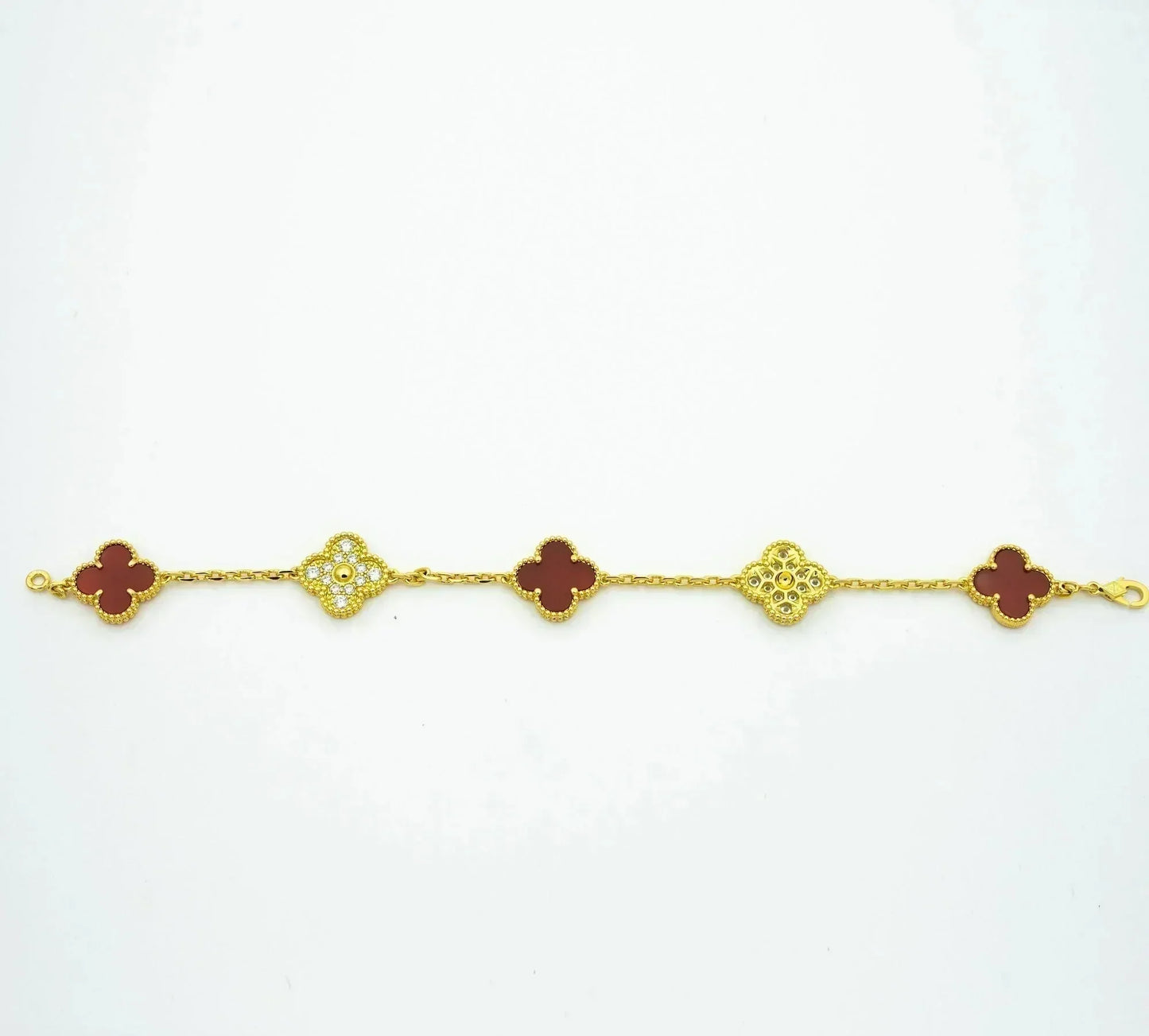 [Okajuri Jewelry]CLOVER 5 MOTIFS CARNELIAN DIAMOND BRACELET