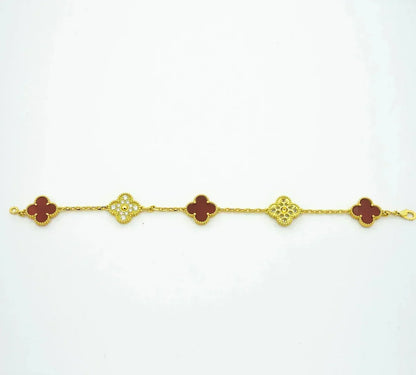 [Okajuri Jewelry]  CLOVER 5 MOTIF RED CORNELIAN BRACELET COLLECTION