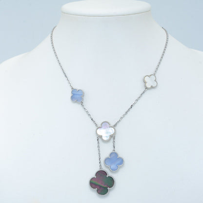 [Okajuri Jewelry]CLOVER MOP CHALCEDONY NECKLACE SILVER 6 MOTIF