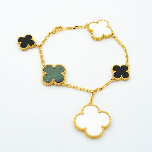 [Okajuri Jewelry]CLOVER BRACELET 5 MOTIFS ONYX MOP