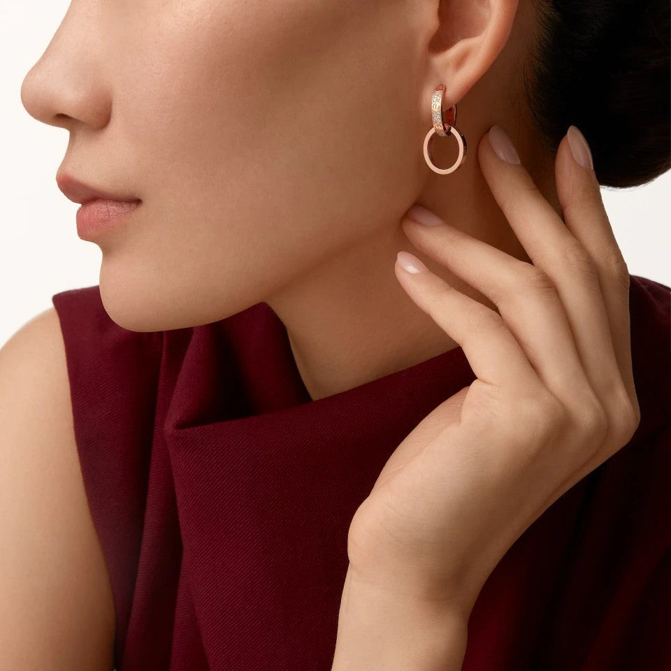 [Okajuri Jewelry] LOVE 3.3MM DANGLE HALF DIAMOND EARRINGS