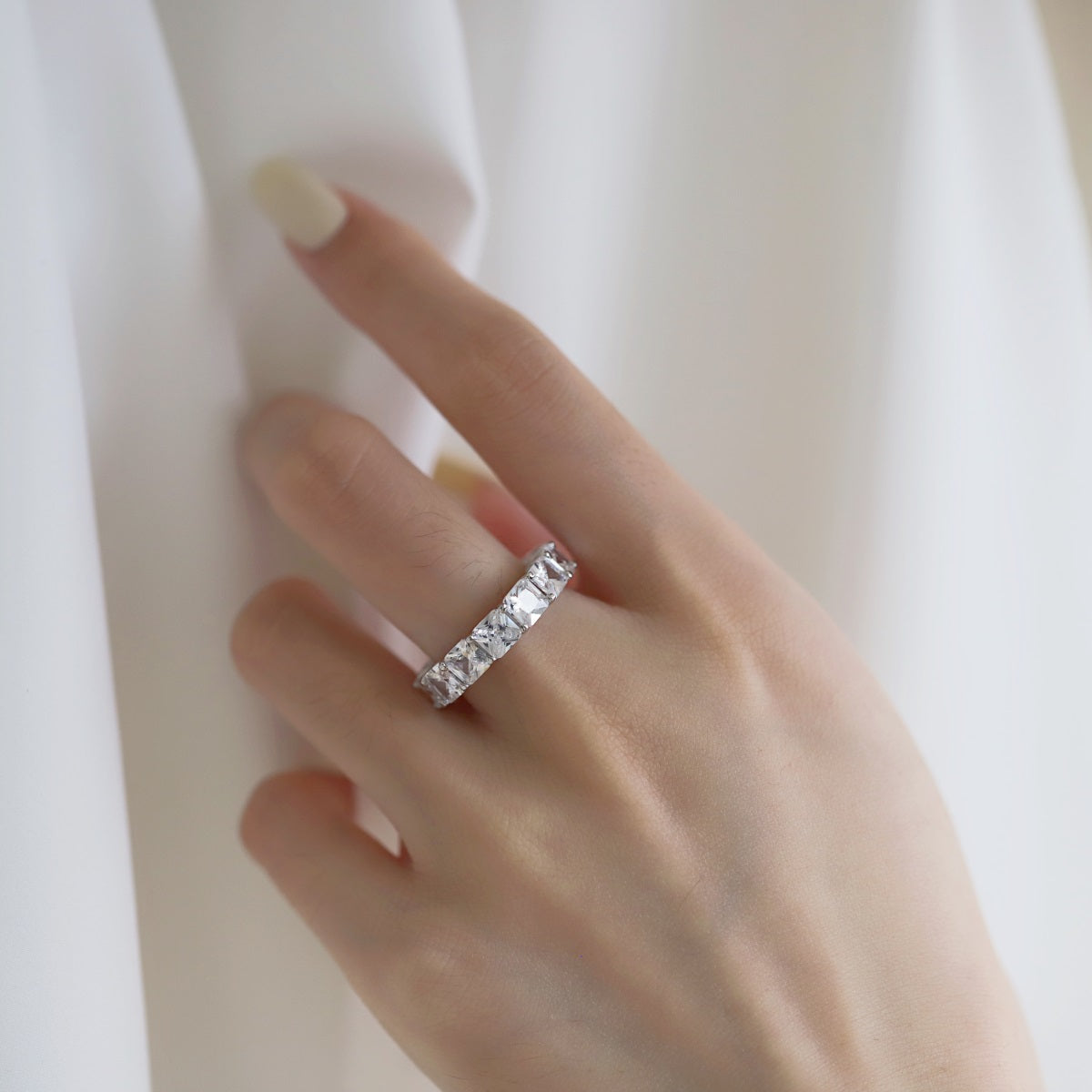 [Okajuri Jewelry]Elegant Princess Cut Tennis Ring