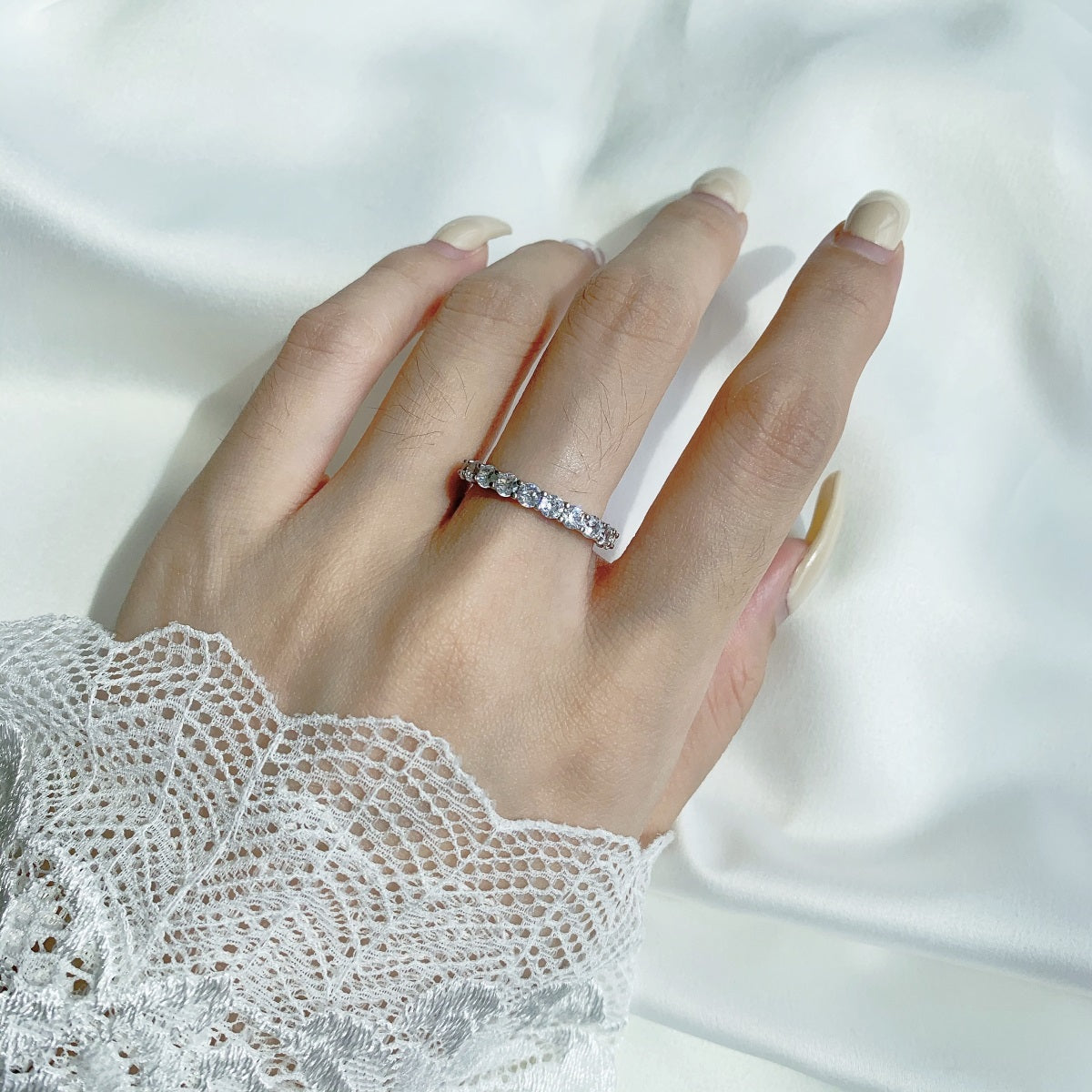 [Okajuri Jewelry]Sparkling Round Cut Tennis Ring