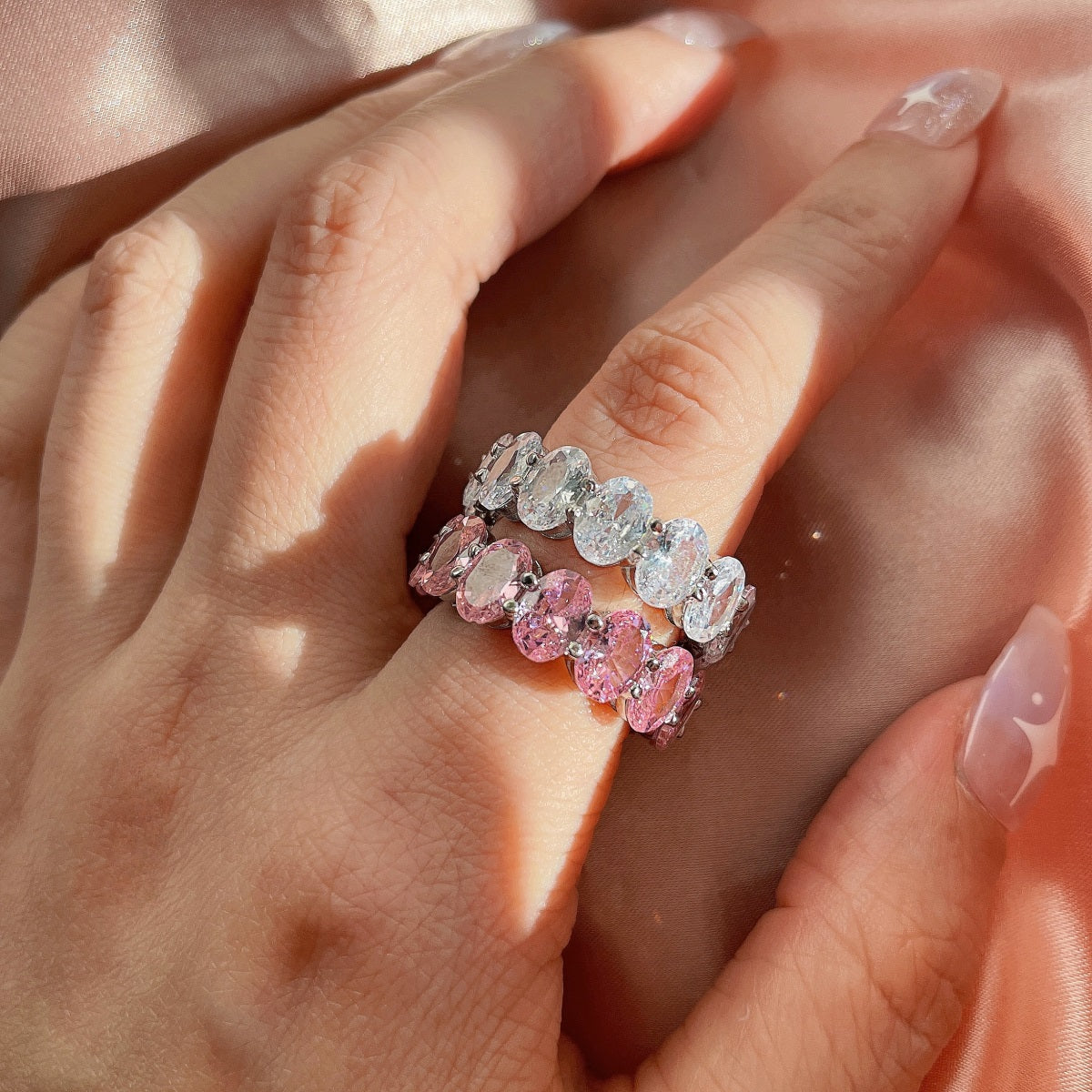 [Okajuri Jewelry]Dainty Elongated Cushion Cut Tennis Ring