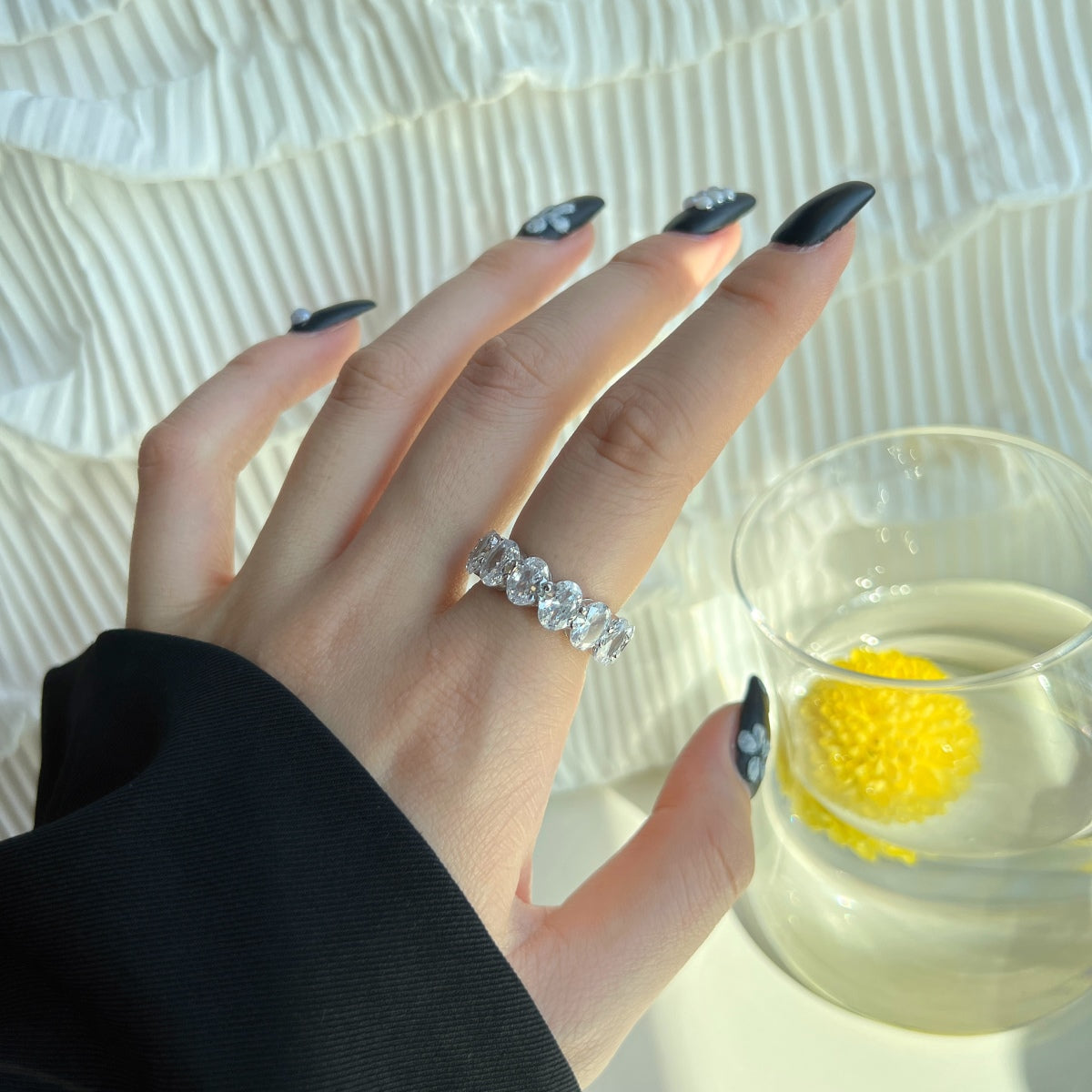 [Okajuri Jewelry]Dainty Elongated Cushion Cut Tennis Ring