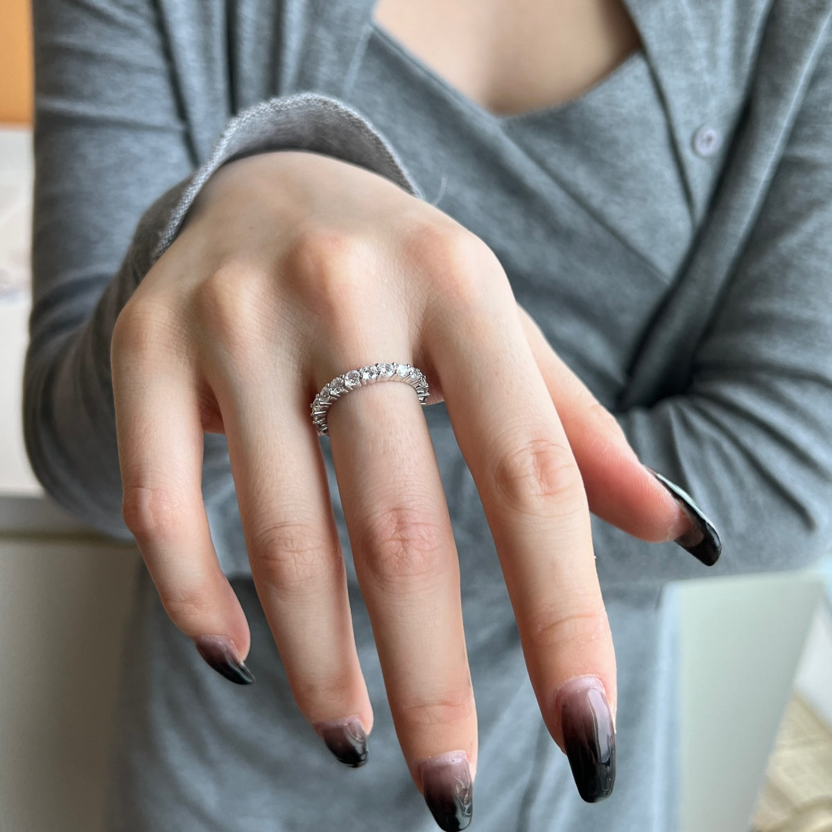 [Okajuri Jewelry]Sparkling Round Cut Tennis Ring