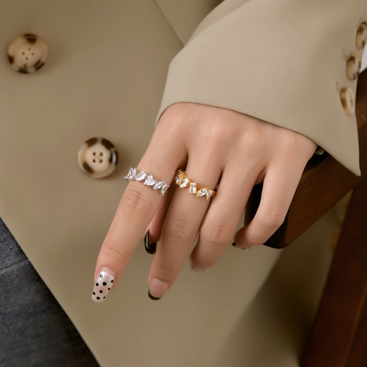 [Okajuri Jewelry]Delicate Multi Cut Ring