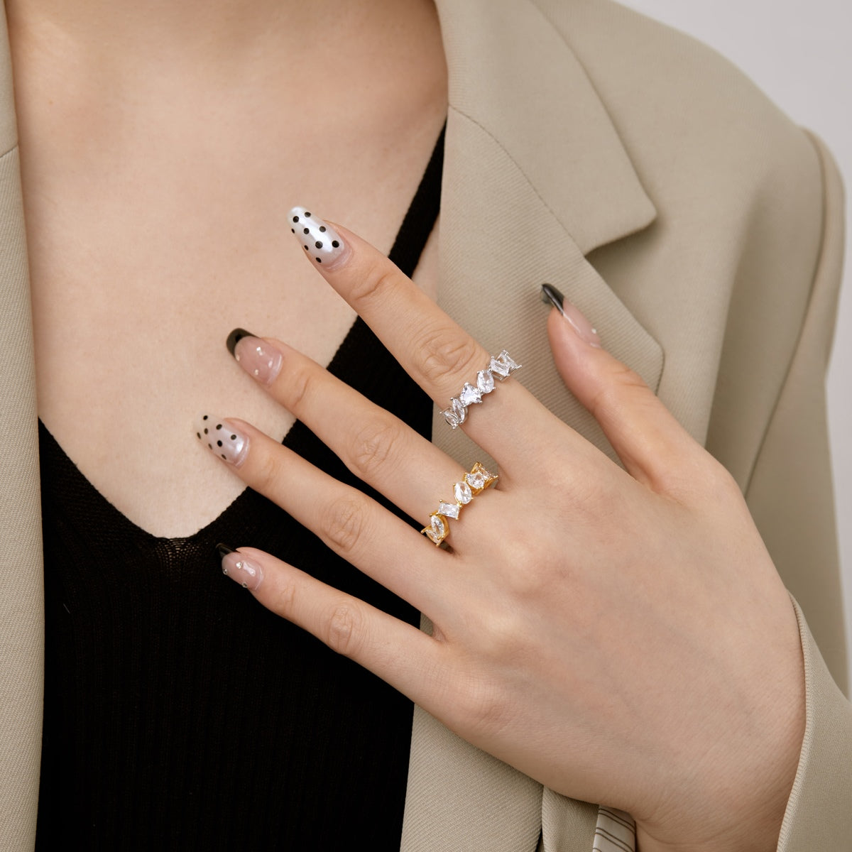 [Okajuri Jewelry]Delicate Multi Cut Ring