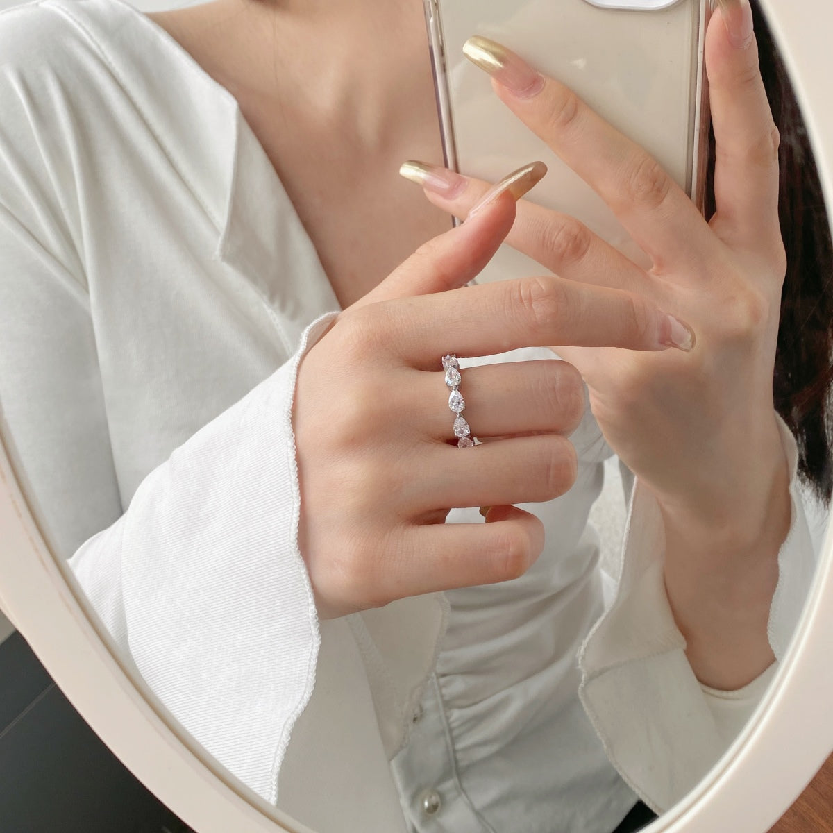 [Okajuri Jewelry]Exquisite Pear Cut Tennis Ring