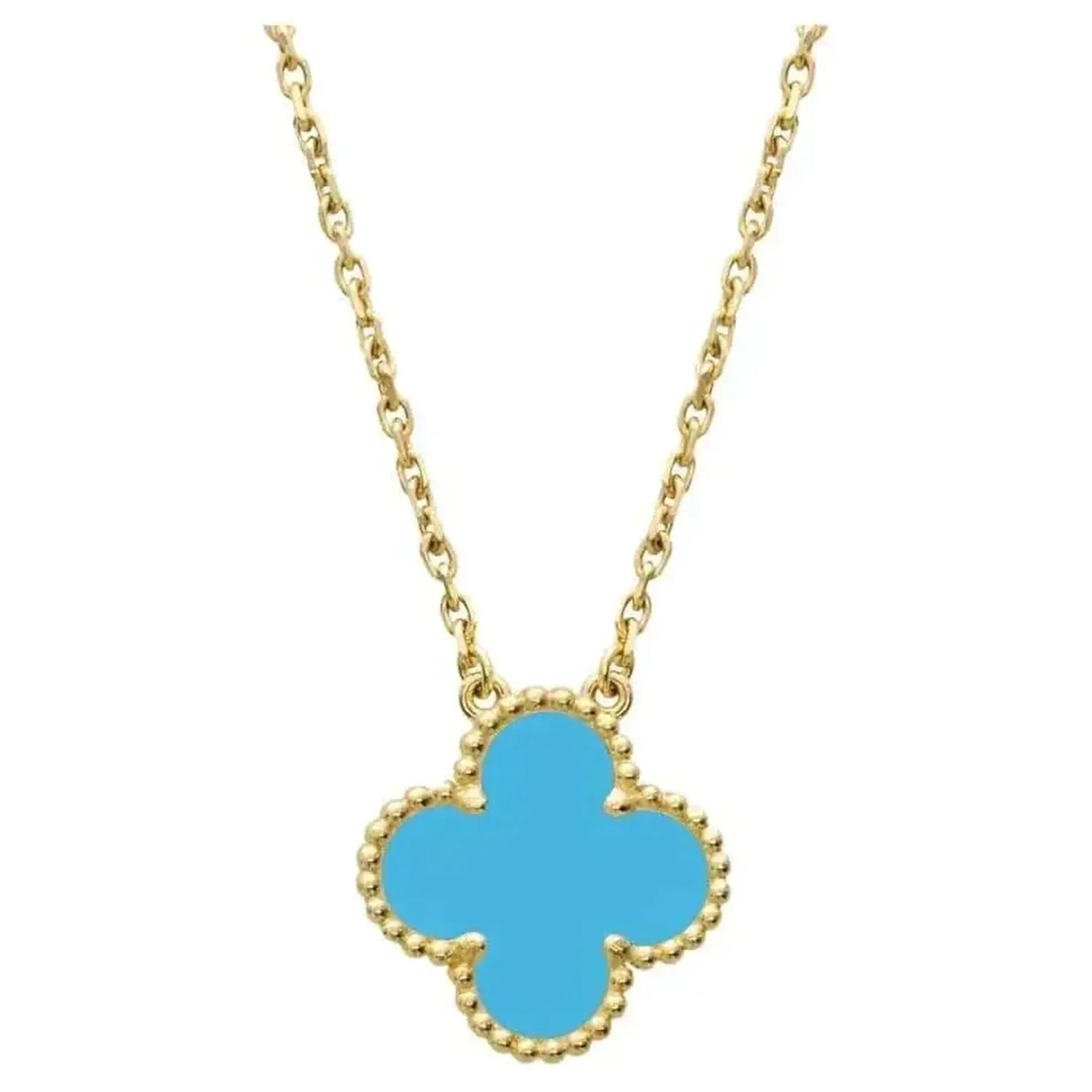 [Okajuri Jewelry]CLOVER 15MM VINTAGE TURQUOISE NECKLACE