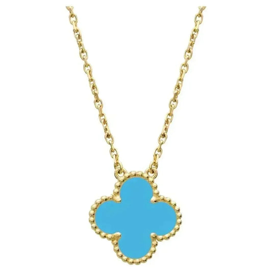 [Okajuri Jewelry]CLOVER 15MM VINTAGE TURQUOISE NECKLACE