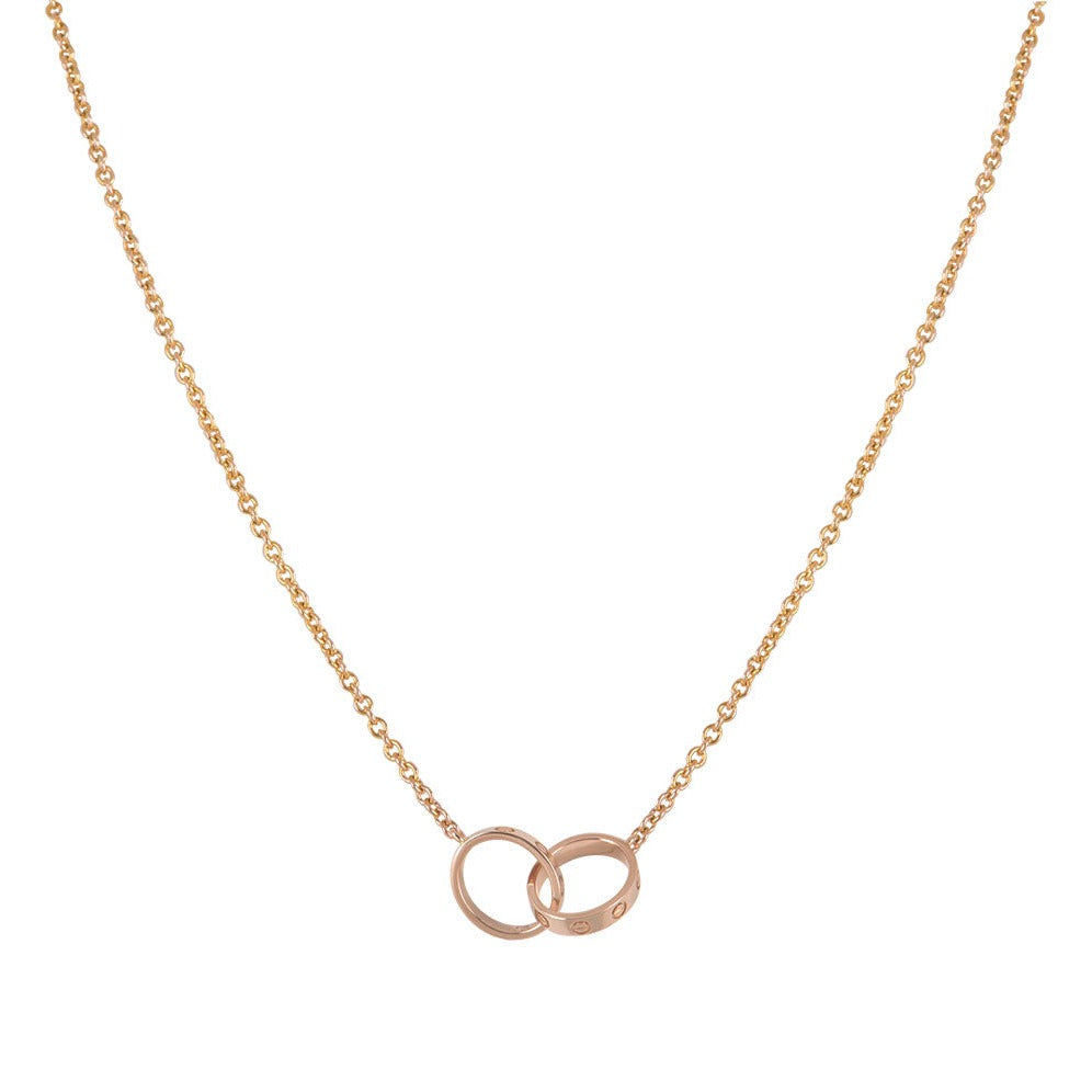 [Okajuri Jewelry]LOVE NECKLACE DOUBLE RING PINK GOLD