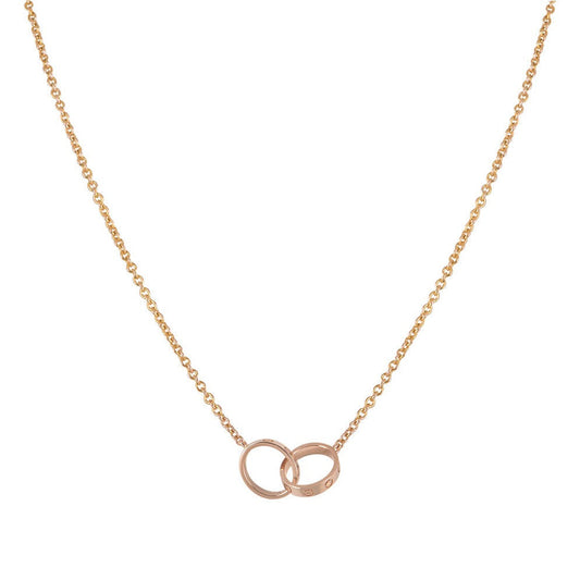 [Okajuri Jewelry]LOVE NECKLACE DOUBLE RING PINK GOLD