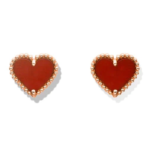 [Okajuri Jewelry]HEART CARNELIAN STUD EARRINGS